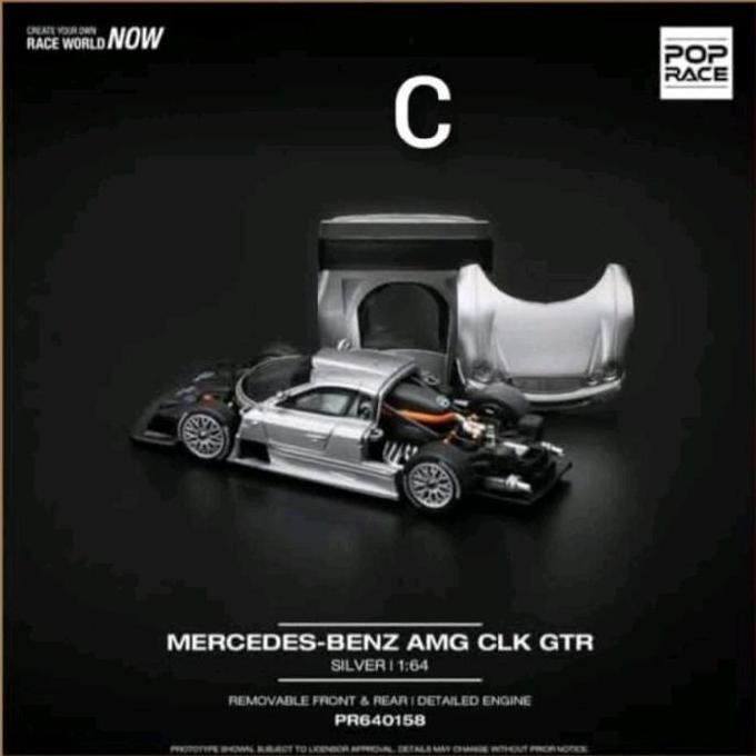 POP RACE PR640158 Mercedes Benz AMG CLK GTR Silver