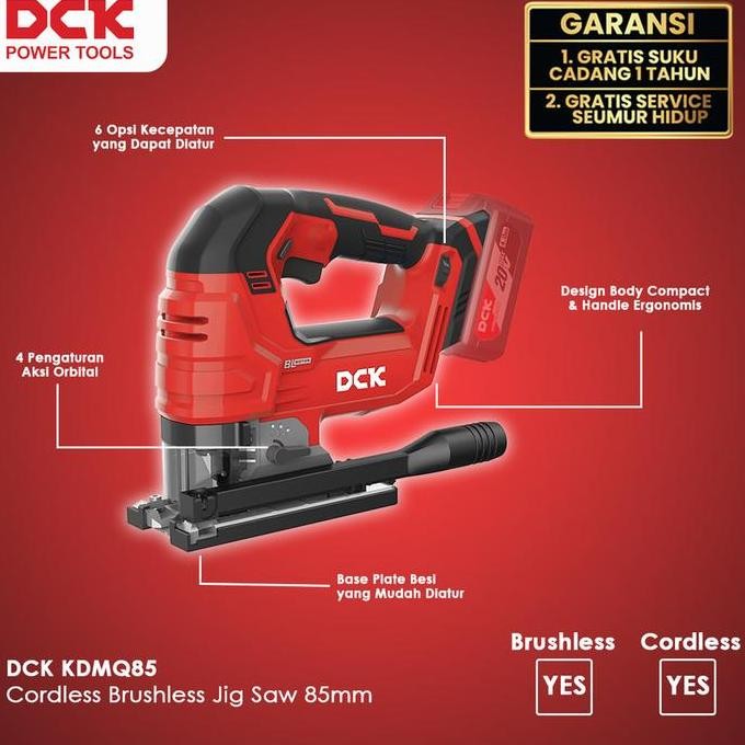 DCK Cordless Brushless Mesin Gergaji / Mesin Gergaji Jigsaw 85mm / Jigsaw Potong Kayu / Mesin Jigsaw