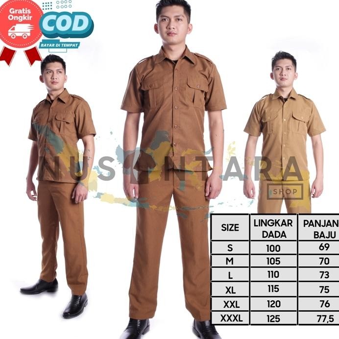 Seragam Pns Pria Seragam Pdh Guru Pria Warna Khaki Tua Keki Muda Lengan Pendek