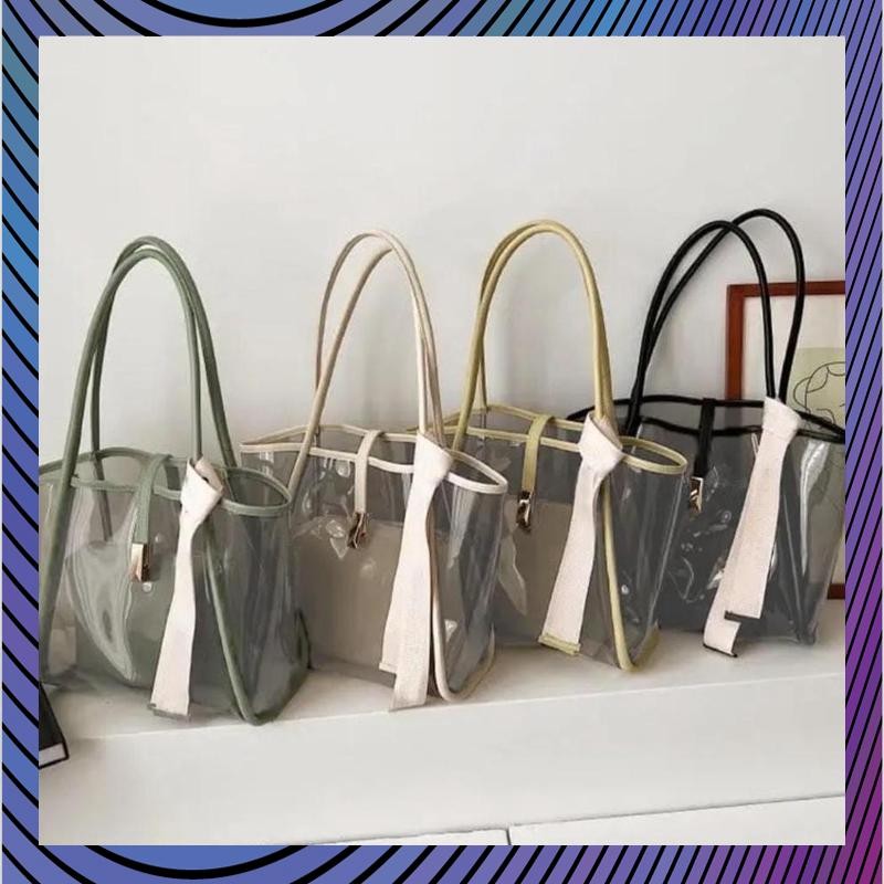 Termurah Tote bag transparan ZEA PVC - Tote bag wanita hologram - Tas tote bag mika - Tas wanita mur