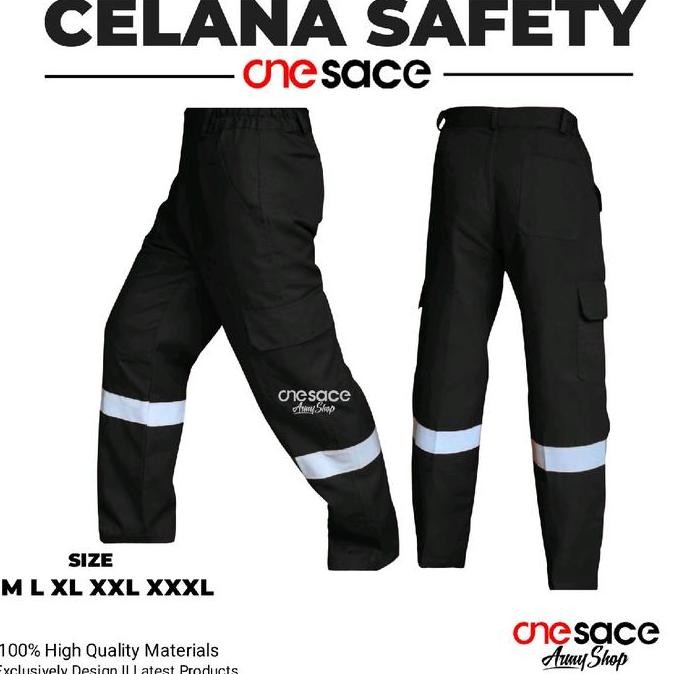 Murah Celana Wearpack Safety Panjang Ripstop Tebal Hitam/Celana Proyek Tambang Kerja Pria Baju Merah
