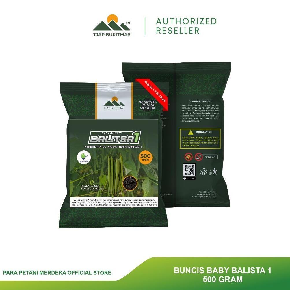 READY STOK TJAP BUKITMAS Benih Baby Buncis Tegak (Tanpa Lanjaran/ajir) 500 Gram Varietas Balitsa 1 2