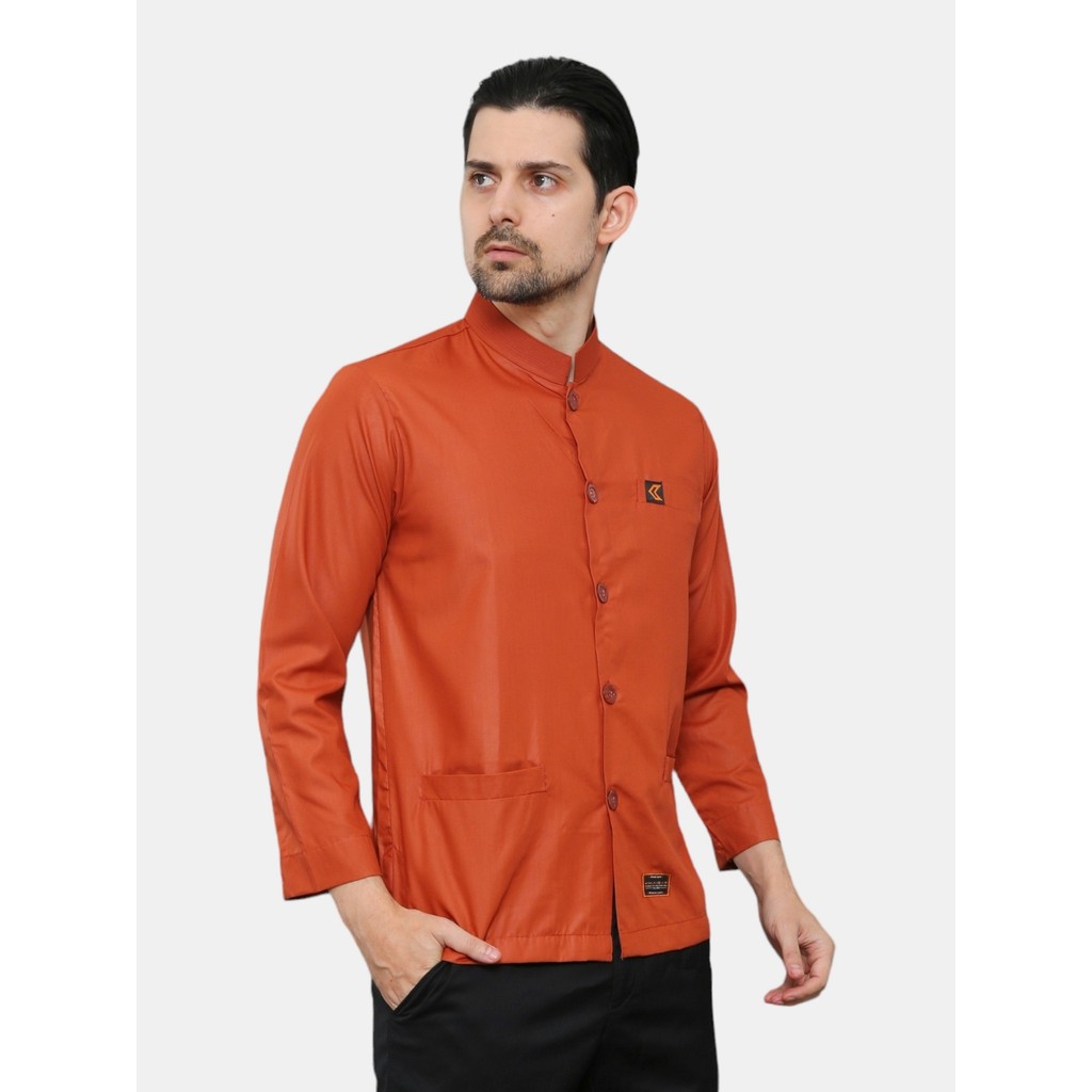 Baju Koko Khaibar MERAH BATA Polos Haibah Dewasa Premium Baju Muslim Pria Lengan Panjang