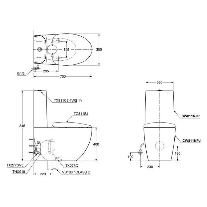 Closet Duduk Toto Cw811Npj / Toto Cw 811 Npj / Toto Cw 811Npj P-Trap