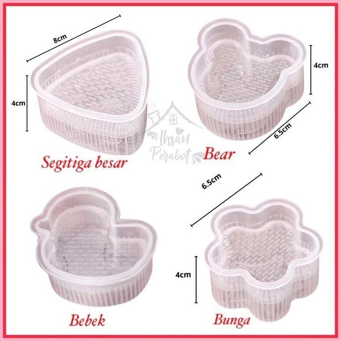 Cetakan Nasi Onigiri Bento Sushi - 4 Motif (Bear, Segitiga Besar, Bunga, Bebek) - Plastik Allshop
