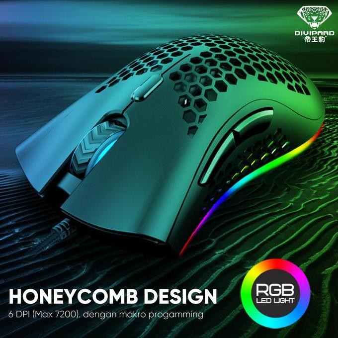 Divipard Mouse Gaming Honey Comb G905 RGB Effects 7200DPI Macro