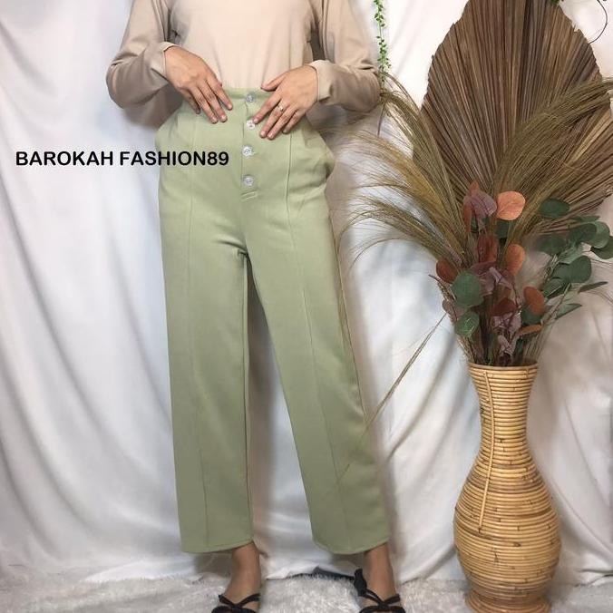 Db72>> Celana Kulot List Kancing  / Celana Kulot Scuba / Basic Pant / Scuba