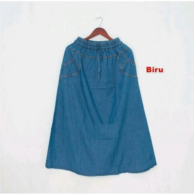Df399>> Rok A Jeans Wanita Rok Jeans Wanita Panjang Model A All Size Span