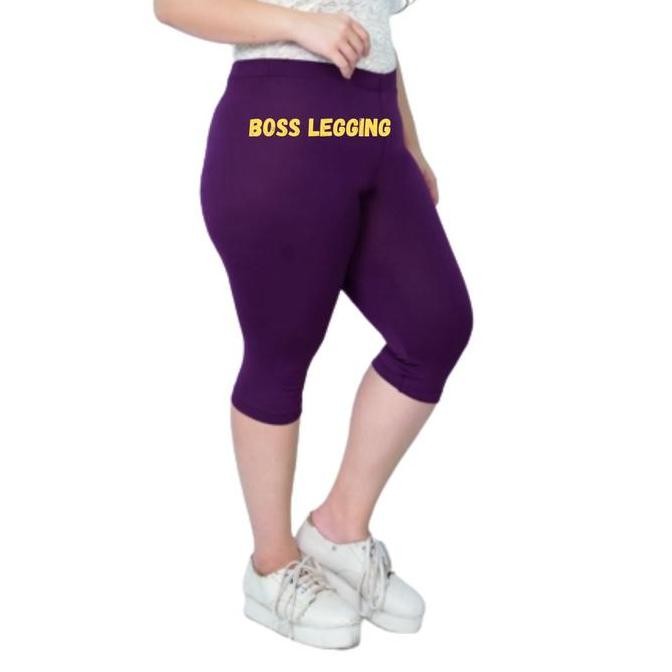 Df240>> Legging Pendek 7/8 Wanita Dewasa Bahan Spandex Jersey Licin Elastis Polos Standart Bigsize S