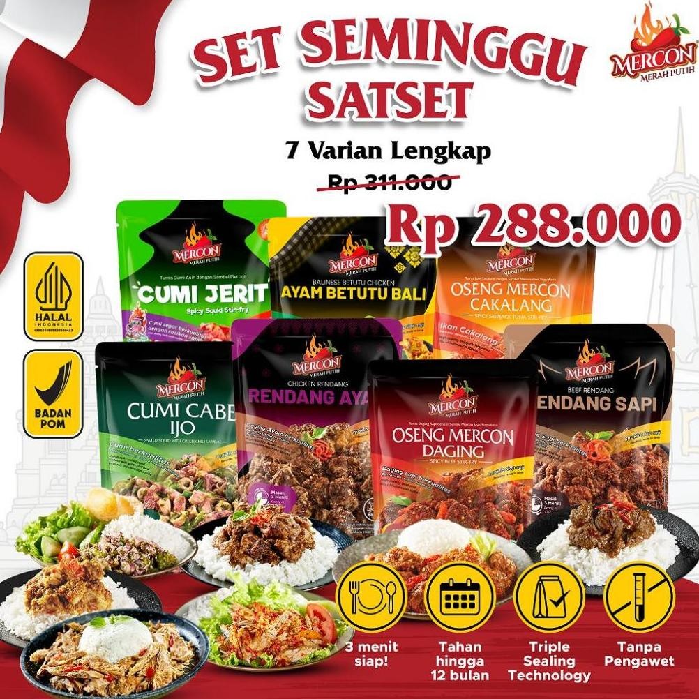 

TERMURAH [ BELI 4 GRATIS 3 ] Set Seminggu Satset 7 Pack All Varian Best Seller - MERCON MERAH PUTIH/OMD-OMC-CCI-CJ-RA-RS-ABB Siap kirim
