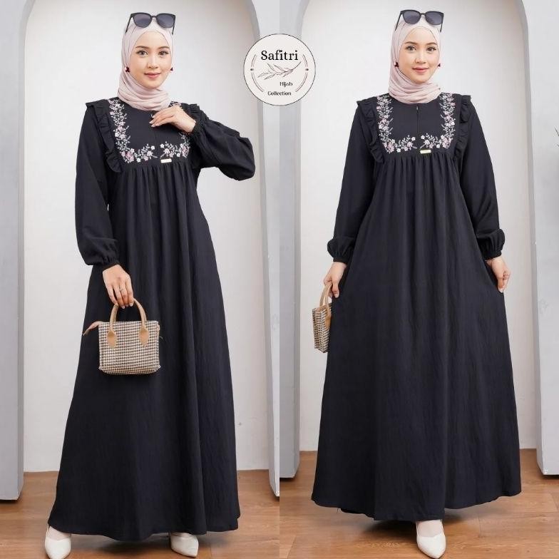 Original Zora Dress 1 Gamis Bahan Polo Linen Putih Hitam Manasik Haji Thawaf Umroh By Safitri Fashio
