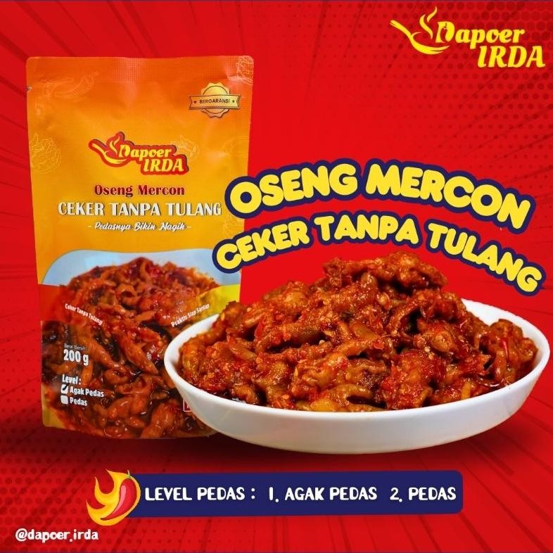 

TERLARIS Dapoer Irda Oseng Mercon Ceker Tanpa Tulang 200grm Siap kirim
