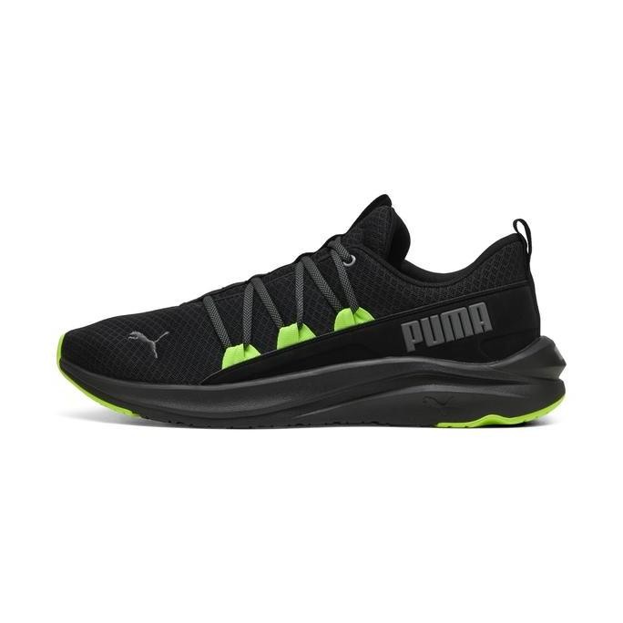 Puma Sepatu Lari Pria Softride One4All Black-Green Glare-Cool Dark Gray