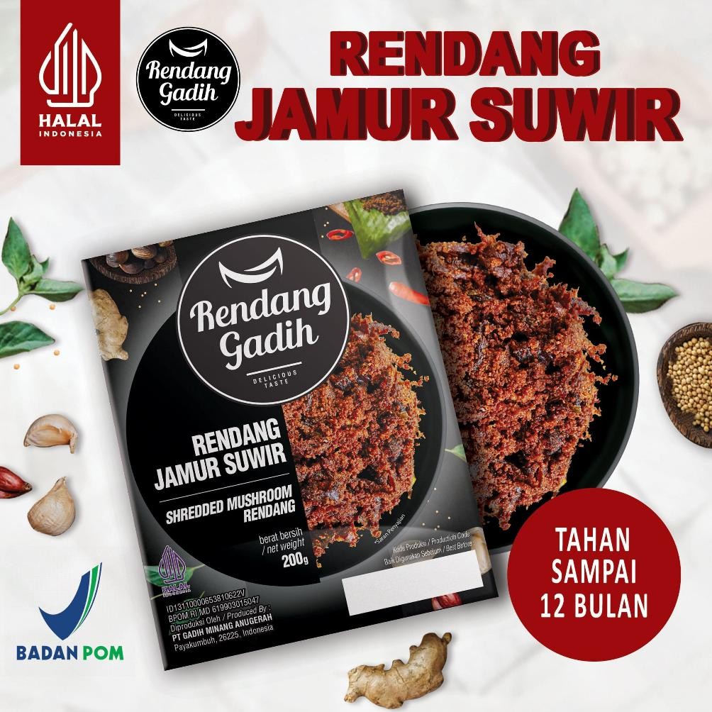 

READY STOK Rendang Gadih - Rendang Jamur Suwir 200 g Siap kirim