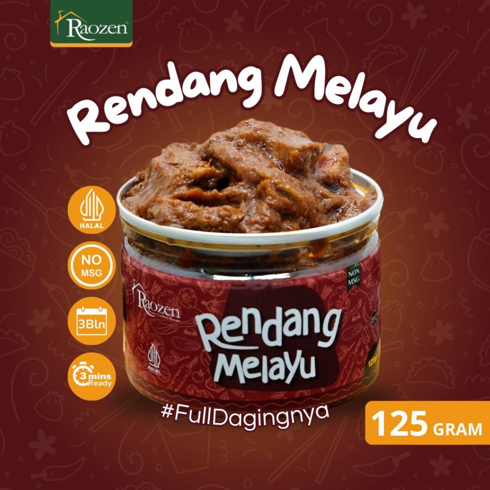 

READY STOK Raozen Rendang Melayu - Rendang Daging Sapi Asli Minang Bumbu Rempah Khas Padang Premium - 125gr Siap kirim