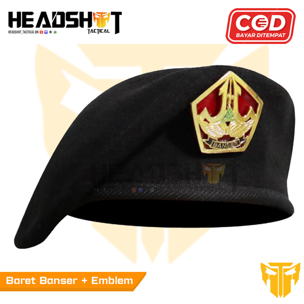 Baret Banser Hitam + emblem - Baret Banser Camel - Baret Banser Premium Camel - Baret Banser Hitam -