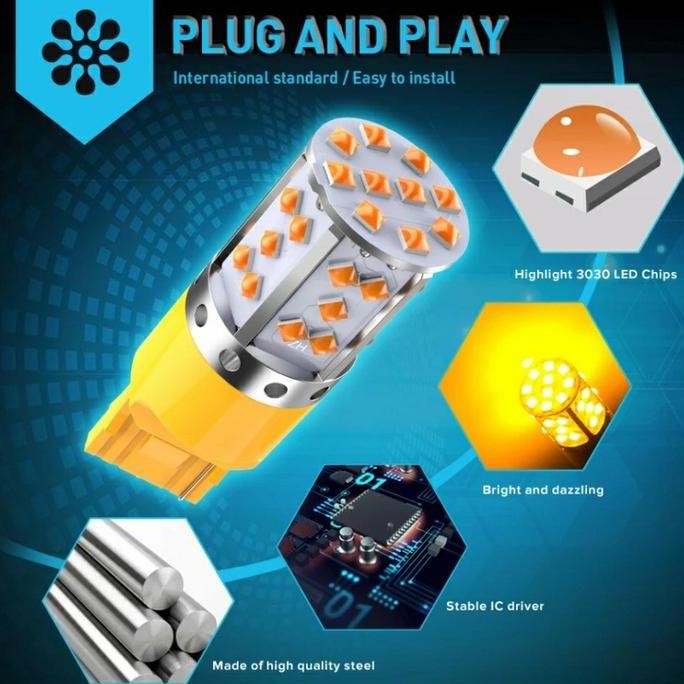 BOBLTECH Lampu Sein Mobil Premium Led T20 7440 W21W 3030-35 BHORNET Kedip Normal 2 Buah Car