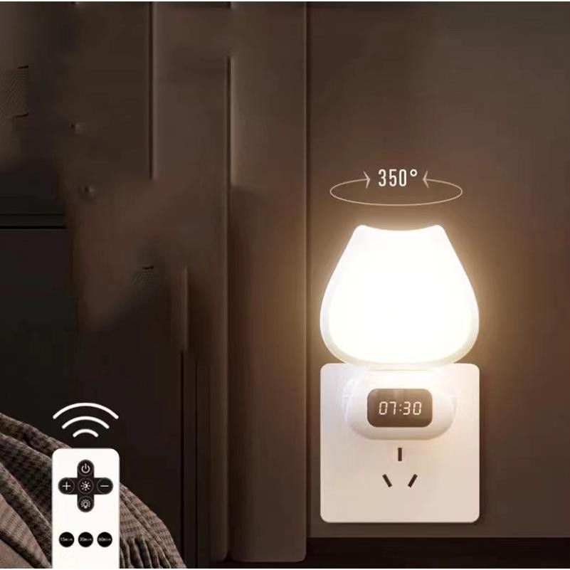 Lampu Tidur Model Kucing Led Wireless Lampu Tidur Jam Remote Digital Rechargeable