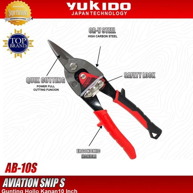

Yukido Gunting Holo Lurus 10Inc / Aviation Snips Straight Yukido Ab-10S
