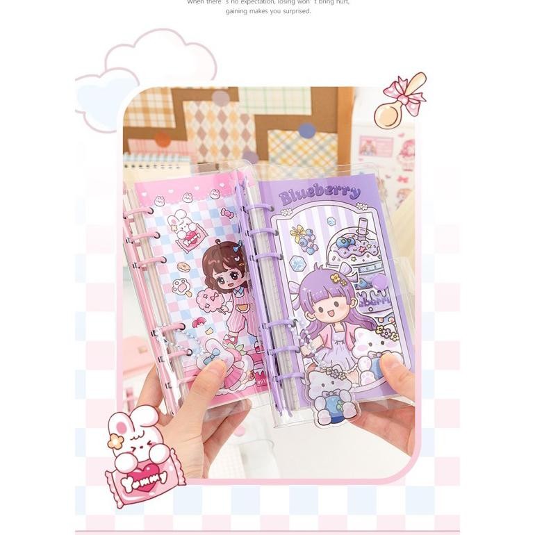 

Heatshrin Buku Binder A6 Aqiao Snackshop Diary Book Journaling 6 Ring Gantungan Acrylic Do86