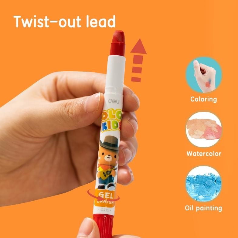 

Special Deli Gel Crayon / Krayon 12 24 Warna Tidak Mengotori Tangan Bersertifikat Aman Ec211 Gf-5