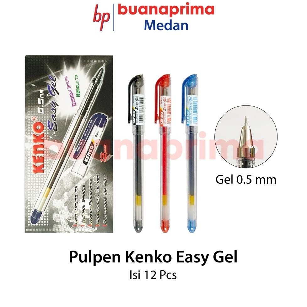 

Cod Pulpen Kenko Easy Gel 1 Pack Isi 12 Pcs Hitam Biru Merah Pen Cair Hj-54