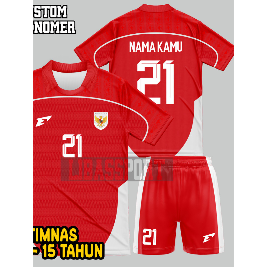 JERSEY TIMNAS ANAK FREE SABLON NAMA NOMER PUNGGUNG,STELAN JERSEY TIMNAS INDONESIA UKURAN ANAK