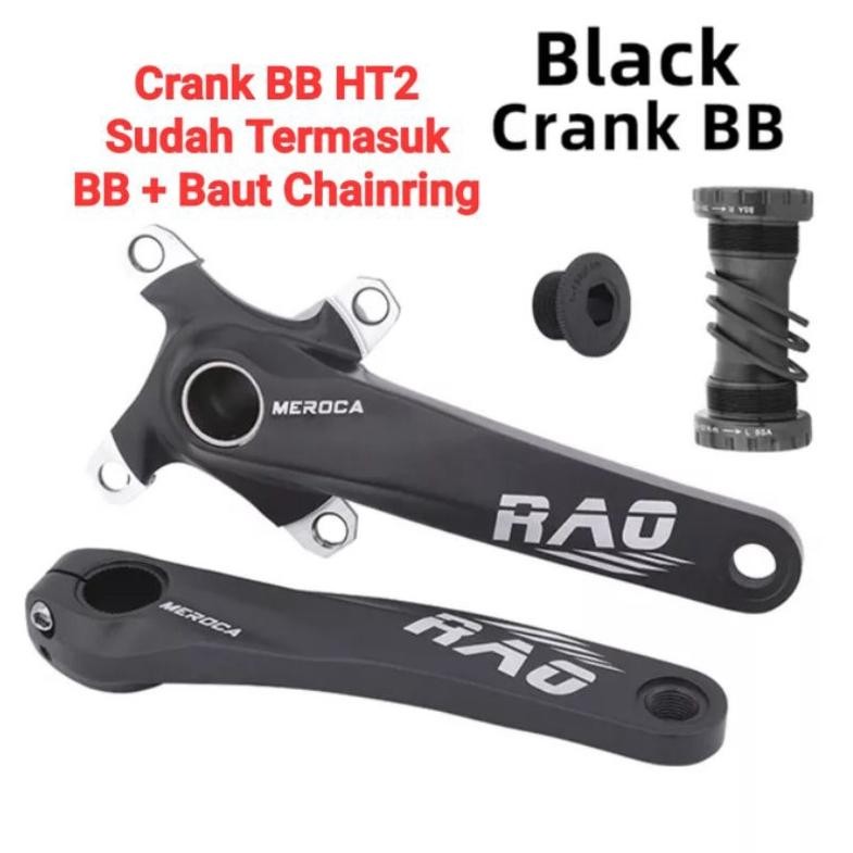 Premium Meroca Rao Crankset HT2 BCD 104 Crank Set Hollowtech Crank Sepeda Hitam High Quality