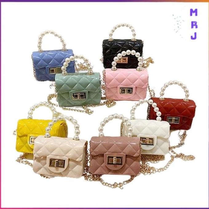 DV123 - Tas Slempang Jelly 6847 Hand Bag Mini Sling Bag Wanita Rantai Gold