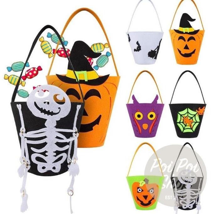 

DT65 >> Tas Permen Halloween Ember Flanel Skull Labu Kostum Pumpkin Candy Bag