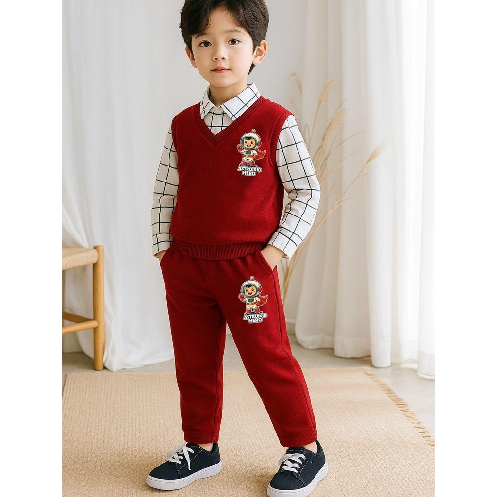 Rmshop ASTRO Maroon setelan baju anak laki 2 tahun 1 3 4 5 cowok korean style pakaian bayi outfit