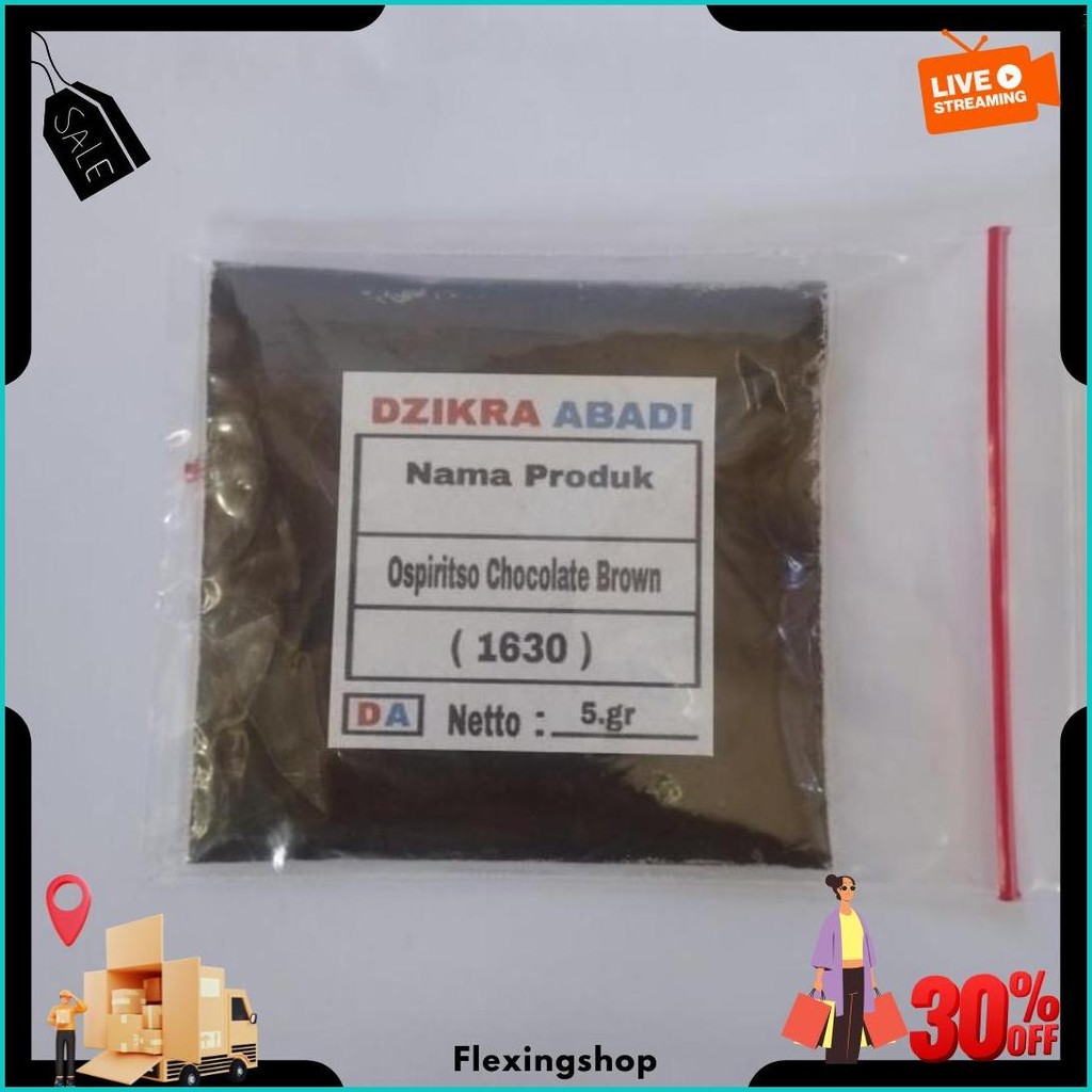 

Pewarna Minyak Coklat Ospiritso Chocolate Brown ( 1630 ) 5 Gr Siap Kirim