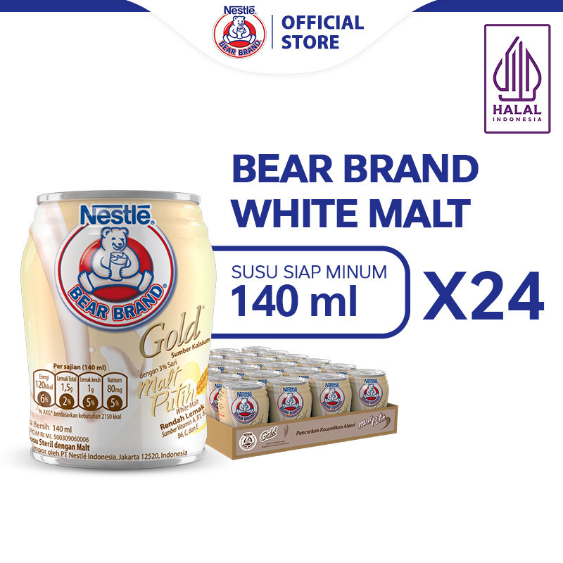 

BEAR BRAND Susu Kaleng Gold White Malt Steril 140ml x 24 pcs
