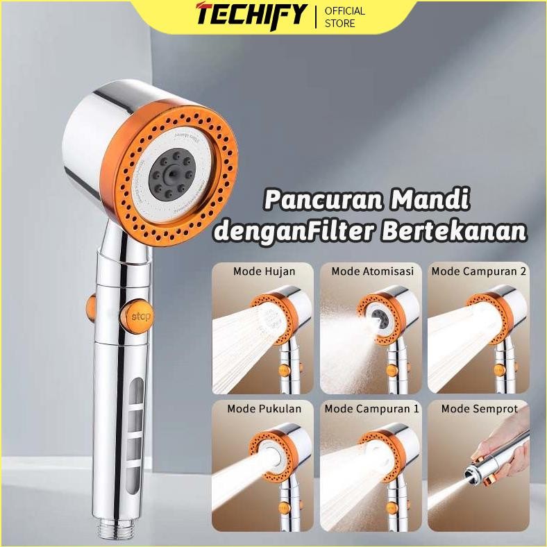 Kepala Pancuran Kamar Kepala Shower Kamar Mandi Saringan Bawaan / 4-Mode Hand Shower Tekanan Tinggi 