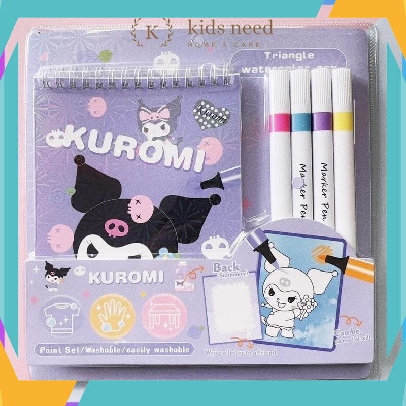 

Berkualitas paint set Buku gambar karakter anak / Buku binder mewarnai free coloring book pen maker premium / paint set kuromi sanrio easily washable kado souvenir iigen HBB-40