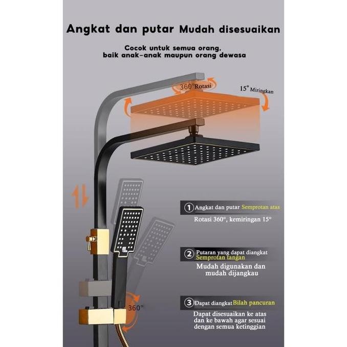 Shower Kamar Mandi 4 Dalam 1 Set Dengan Sprayer Faucet Sprayer / Black Gold Kamar Mandi Shower Set /