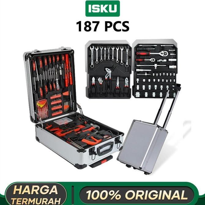 ISKUTool Kit 187 PCS Perkakas Bengkel Tool set/Koper Set Perkakas Bengkel/Alat Bengkel Perkakas Leng