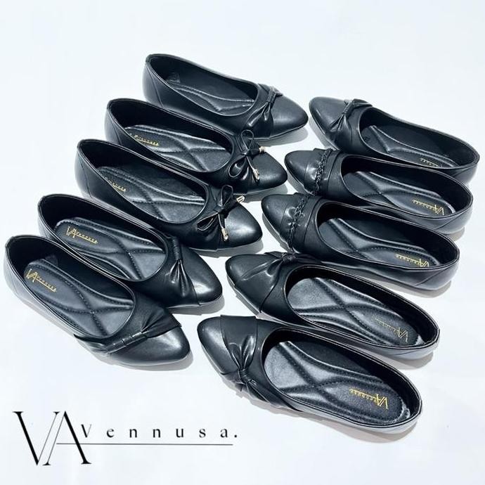 DS102 >> VENNUSA SEPATU WANITA FLATSHOES/FLATSHOES WANITA HITAM/FLATSHOES KERJA KARET