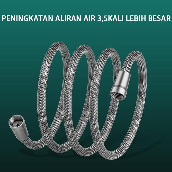 selang shower fleksibe dengan pipa shower, penyambung, selang penghubung kepala shower, dan selang a