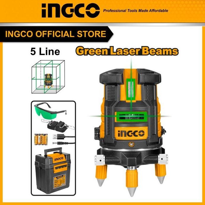 HLL305205 METERAN 5 GARIS LINE LEVEL CROSS GREEN LASER 30 METER INGCO