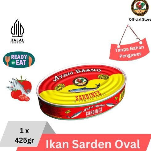 

TERLARIS Ayam Brand - Ikan Sarden Kaleng Oval Saus Tomat 425gr Siap kirim