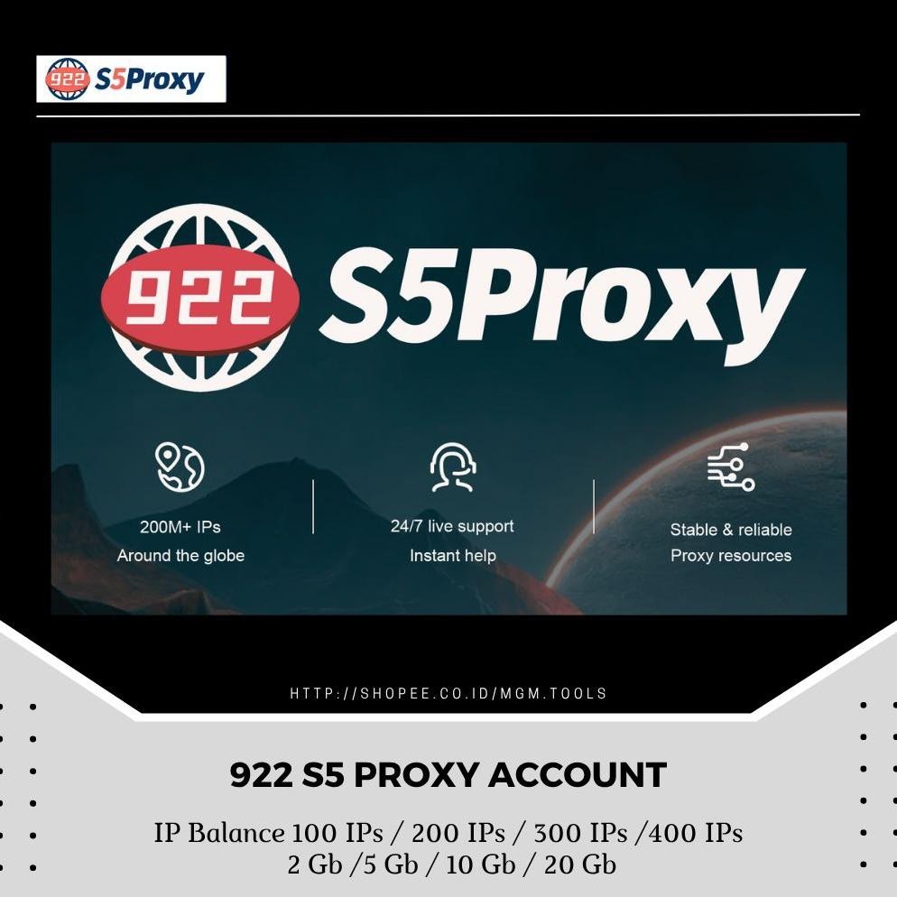 922 S5 Proxy Account Balance 100 Ips / 200 Ips / 300 Ips / 400 Ips / 2 Gb / 5 Gb / 10 Gb | Cdkey