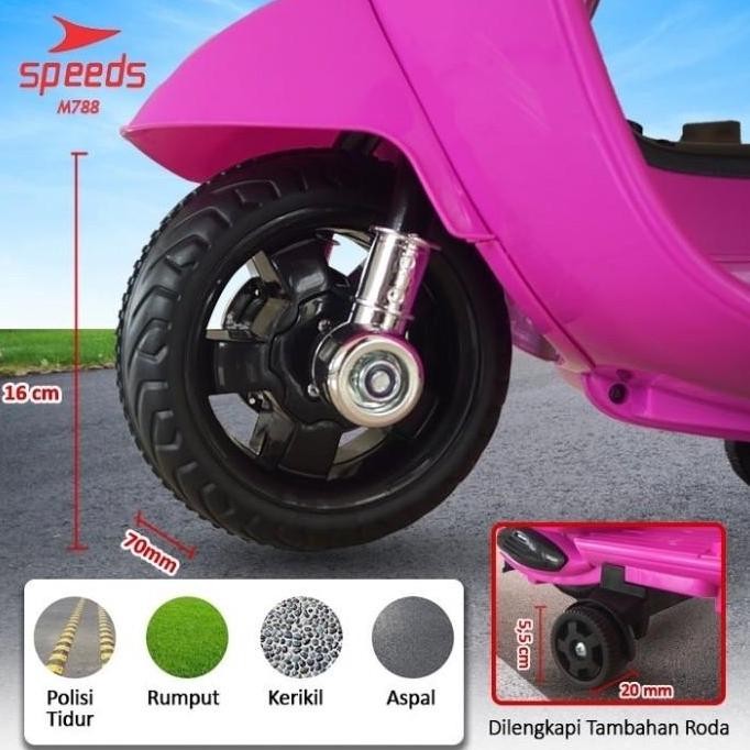Mainan Anak Perempuan laki Motor Listrik AKI VESPA MINI PIAGGIO M788