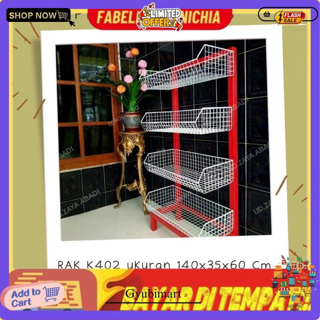 Rak [K402] Ceker Besi Merah/Rak Indomaret/Rak Besi Tebal/Rak Jualan/Rak Kuat Original Produk