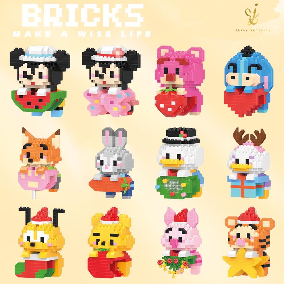 EJ - Nano Block Lucu Karakter Kartun Mainan Balok Susun Mainan Anak Edukatif Anak Toy DIY 3D Puzzle 