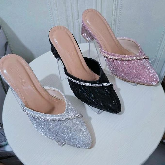 DS107 >> Series IP02 Sepatu sandal selop pesta wanita heels hak tahu 5 Cm Terbaru Karet Shoes lady s