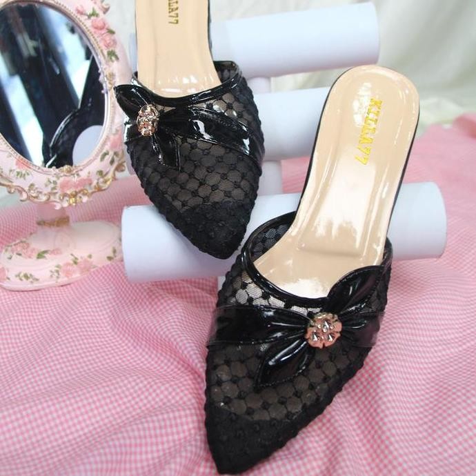 DF401>> SANDAL BUSTONG SEPATU WANITA HAK 5CM SEPATU SANDAL HAK 5CM SANDAL HEELS WANITA MULE HAK 5CM