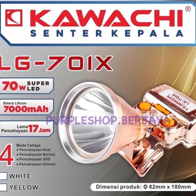 NEW Kawachi Senter Kepala 70Watt Rosegold LG 701X Baterai Kotak