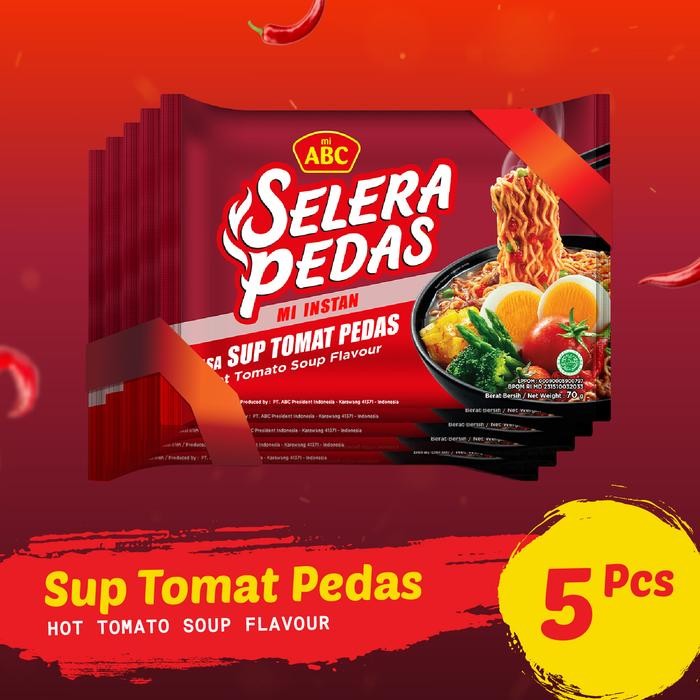Mie ABC Sup Tomat Ayam Pedas 5pcs