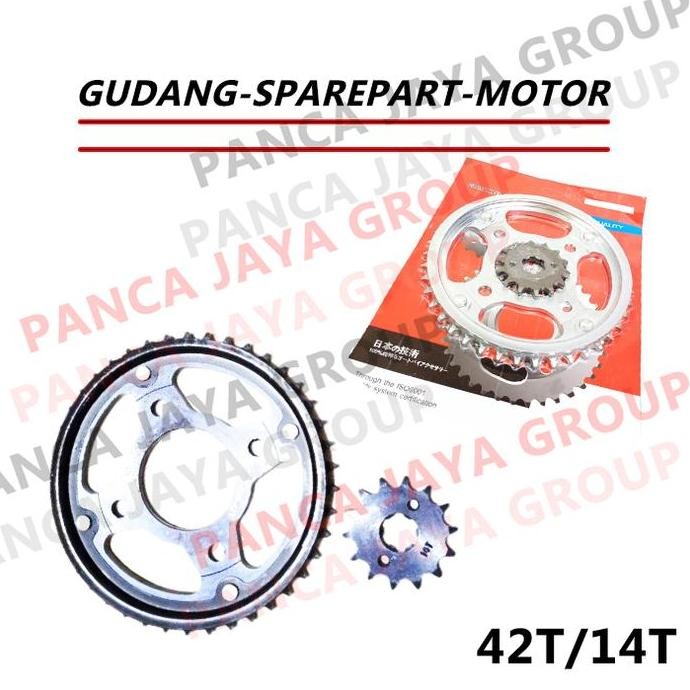 * GEAR GIR SET DEPAN BELAKANG 428 42-14 BENELLI BENELI PATAGONIAN EAGLE 250 SANEX QJ250 QJ-250 QJ150